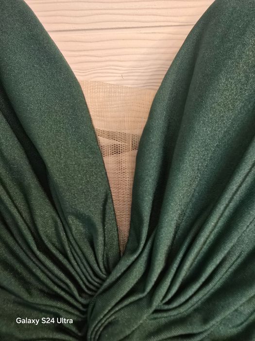 Тъмнозелена официална дълга рокля