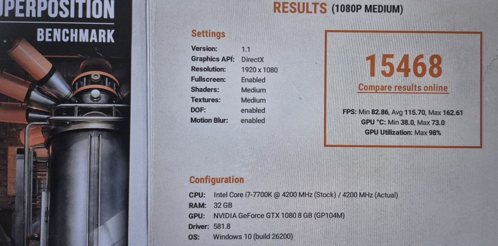 Laptop gaming i7 GTX 1080 32GB RAM 17" FHD