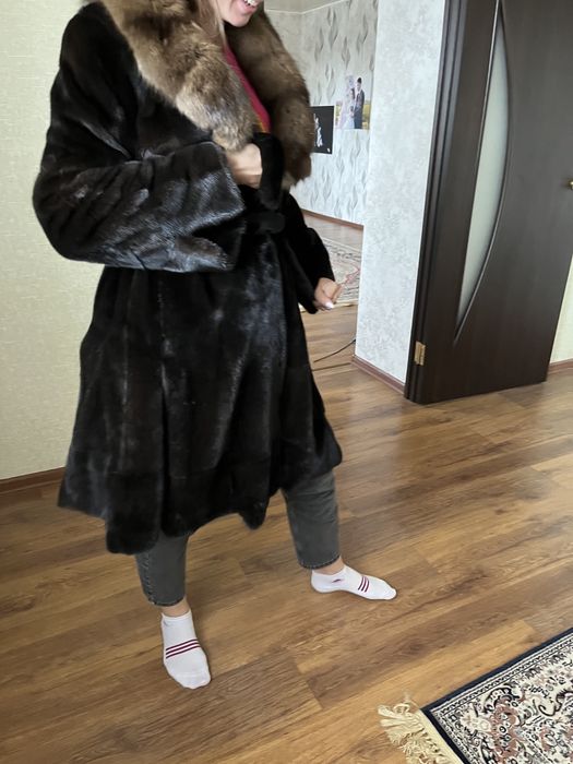 Шуба норковая с соболем