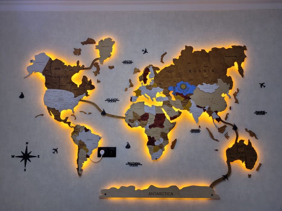 Карта мира интерьерная