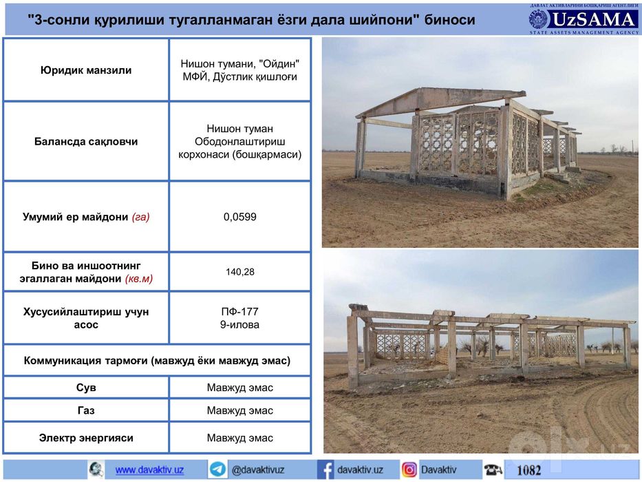 Ер сотилади 6 сотих (кадастири бор)