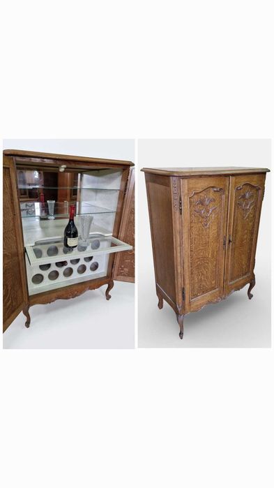 Френски бар-шкаф за напитки от бял дъб в стил "ЛУИ XV"