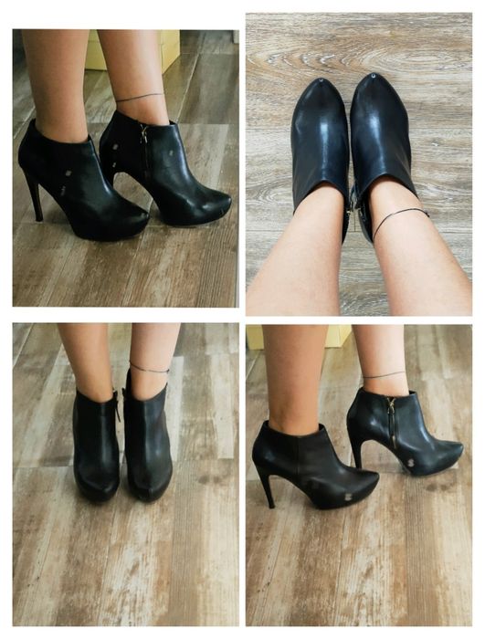 Botine platforma toc piele Mango