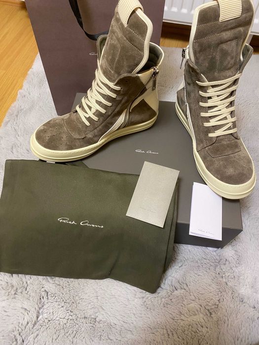 Rick Owens Brown Suede Geobaskets