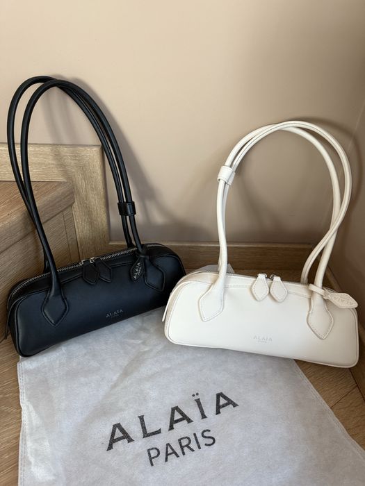 Дамска кожена чанта Alaia - бяла и черна