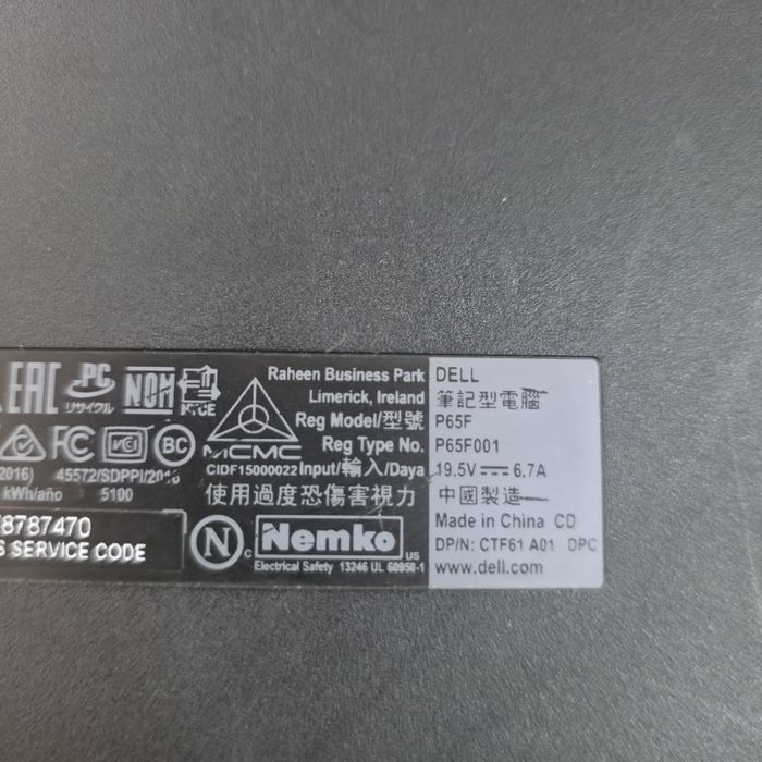 Laptop gaming dell p65f, pentru piese