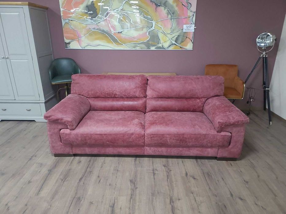 Червен кожен диван тройка "Santino" - телешки бокс