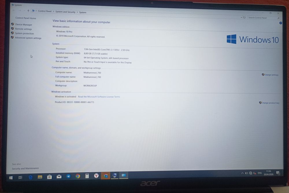 Acer Aspire Lite 16  noutbuki sotiladi ( 13-avlod intel core  i3 )