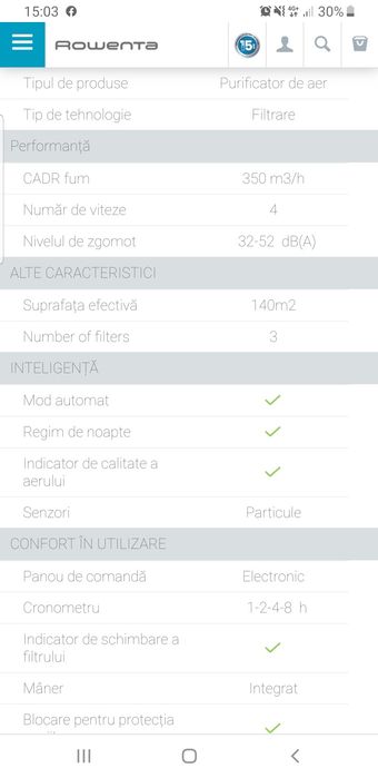 Purificator rowenta Pu3030F0