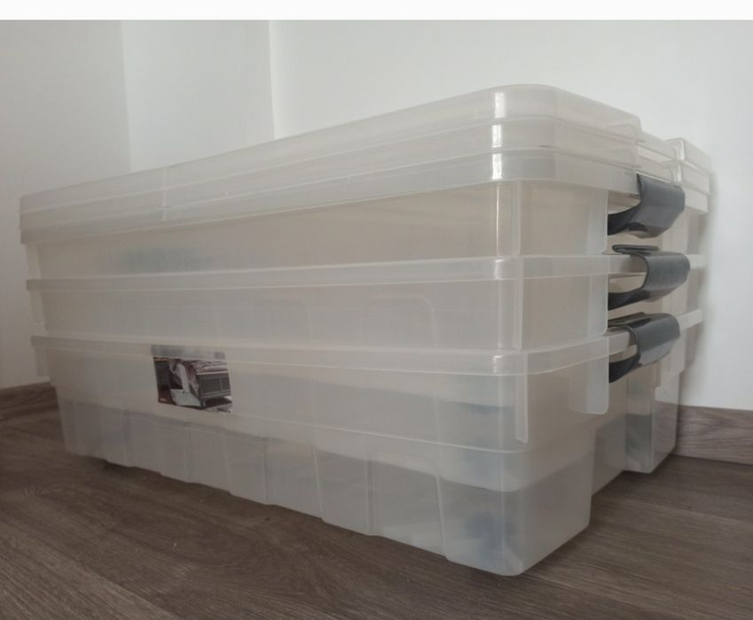 Cutie ladă plastic de depozitare pe roți