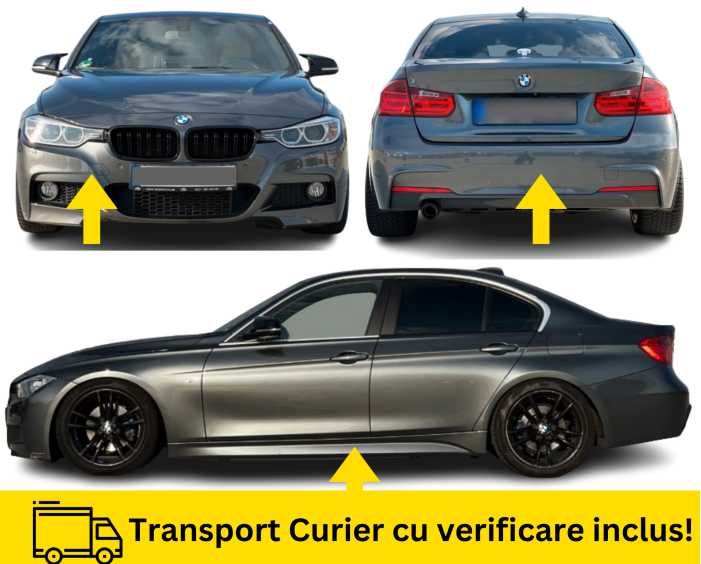 Bodykit Pachet exterior M LOOK Bara fata, spate, praguri, proiectoare, grile BMW Seria 3 F30 2011-2017 B39 Gri la culoare VOPSITE