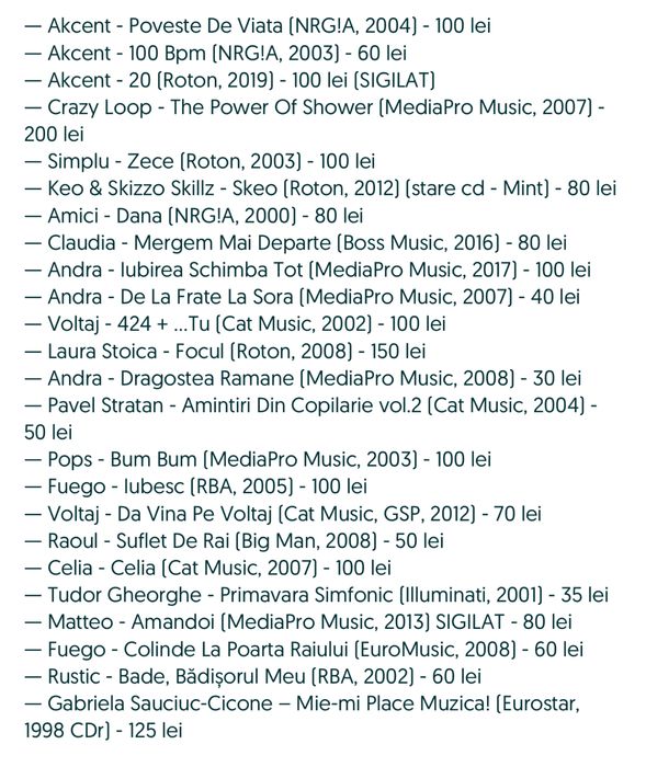 Pachet 2 - 24 cd-uri cu muzica romaneasca