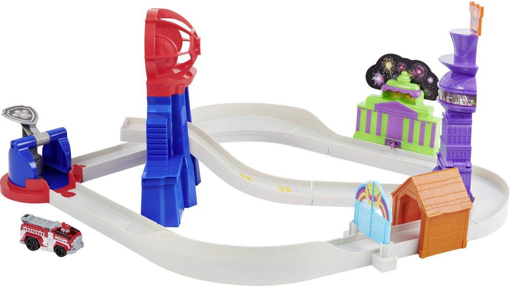 Paw Patrol Комплект с писта за игра  с 2 изстрелвачки метална количка