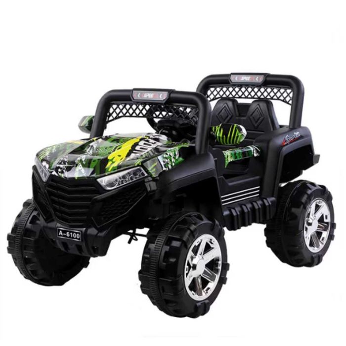 Детско електрическо бъги 4×4 с дистанционно, LED, USB и MP3 – 4 мотора, зелено