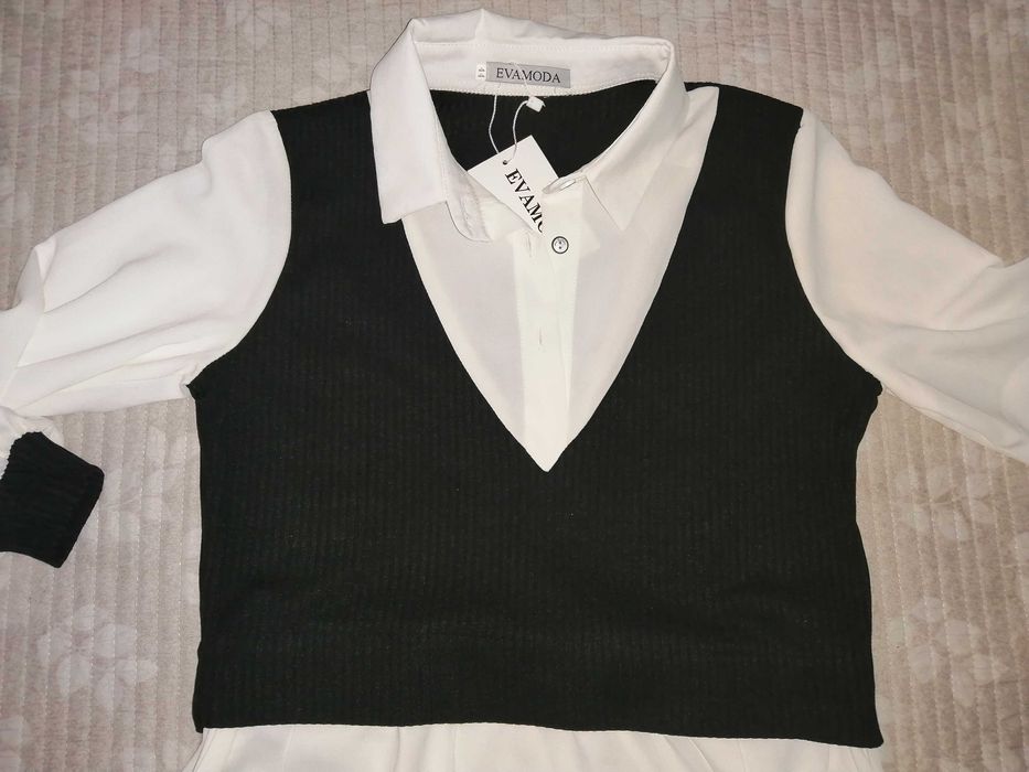 Продам НОВУЮ рубашку с трикотажным жилетом, размер 42-44