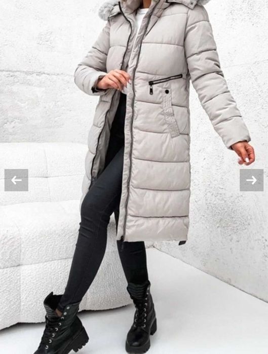 Дамско зимно яке, дълго кафяв цвят