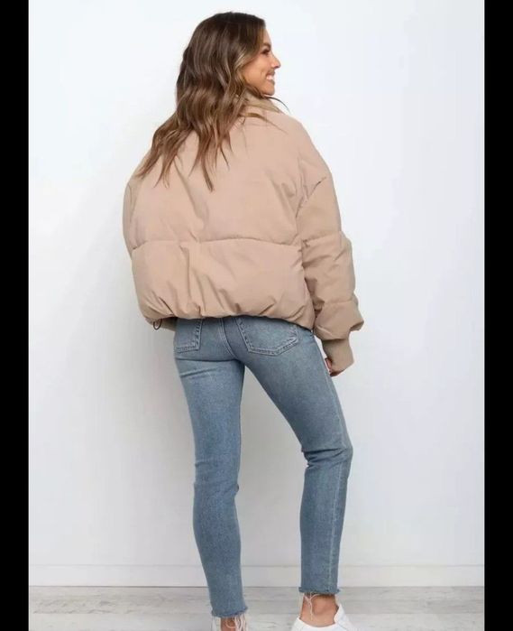 Новая куртка оверсайз бежевая и чёрная