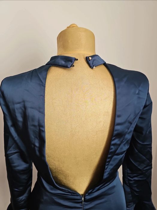 Rochie Zara satin bleumarin