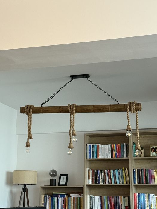 Lustra lemn cu sfori 6 becuri 150cm