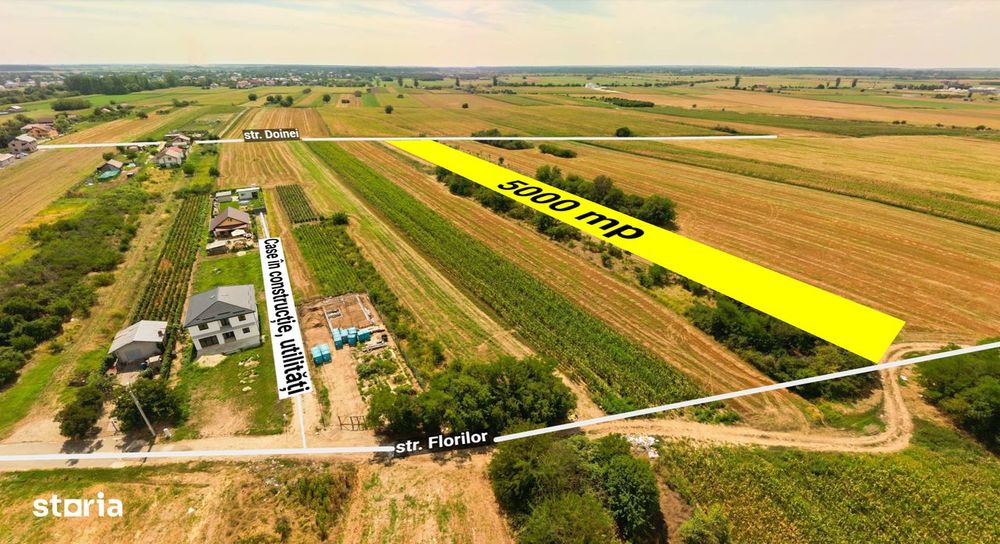 Teren intravilan construibil Bolintin Deal 5000 mp – dublă deschidere