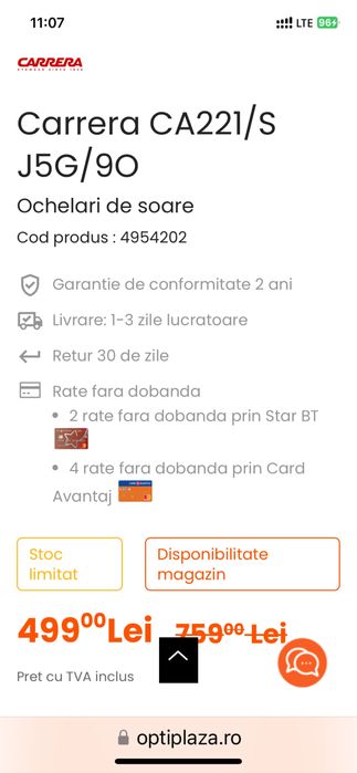 Ochelari de soare carerra aviator