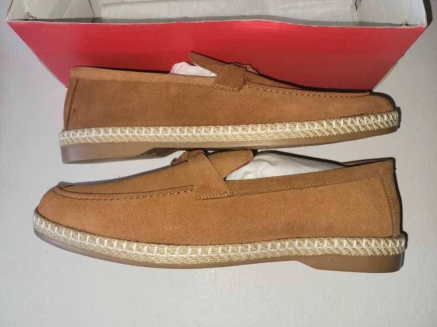 Pantofi mocasini loafers barbati piele caprioara maro 44 29cm interior noi