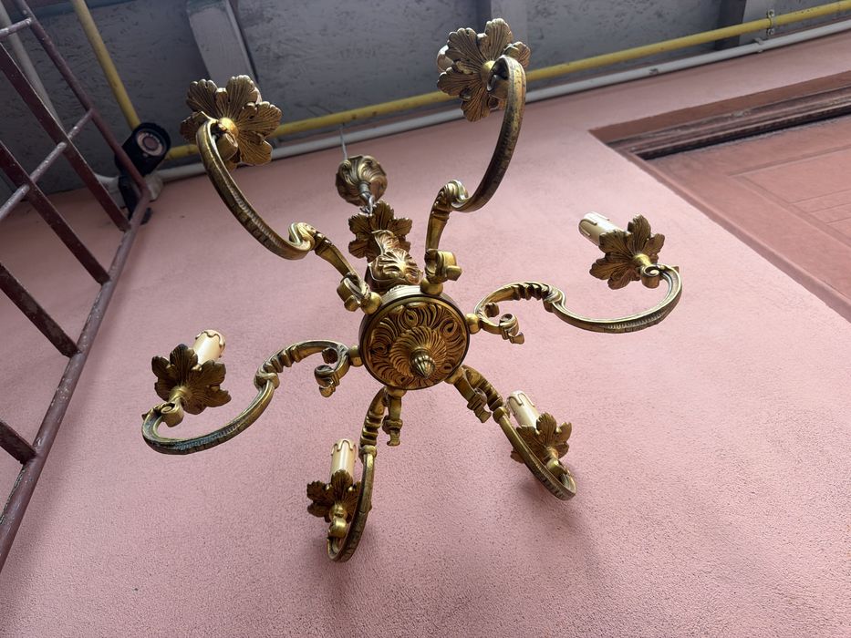 Candelabru francez din bronz masiv,sase brate ,dulii model lumanare