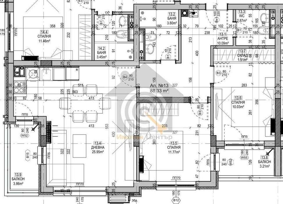 Тристаен апартамент в Манастирски ливади