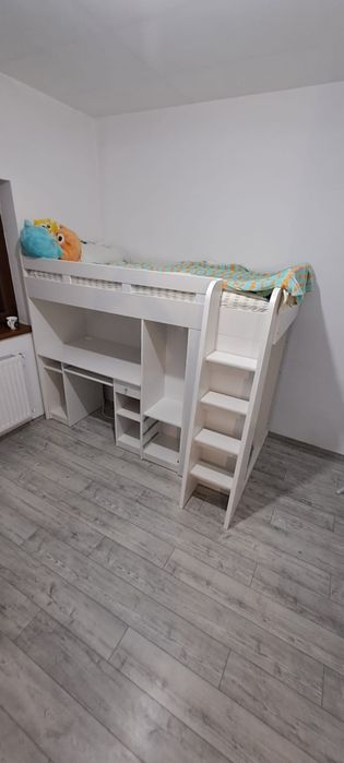 Set mobila dormitor tineret cu pat supraetajat+saltea Dormeo