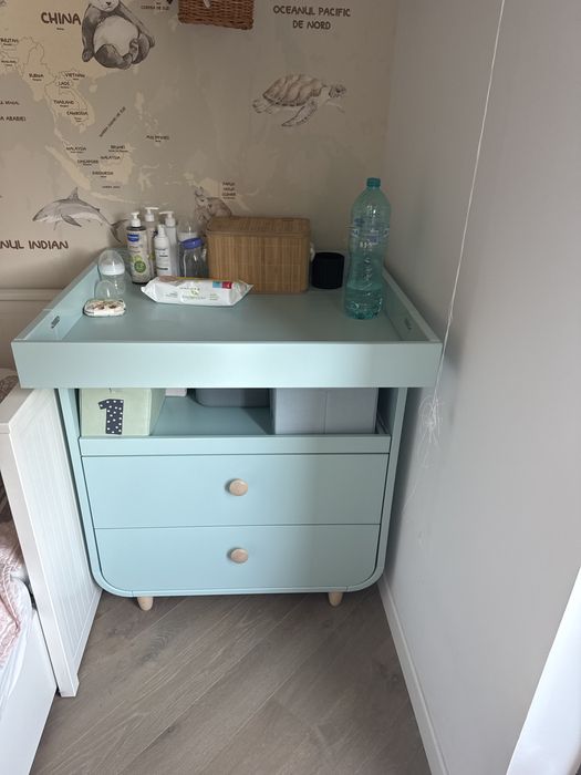 Patut de copii + masa de infasat IKEA + saltea ortopedica 60x120 (