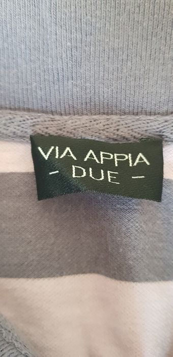 Tricou Polo L-XL Via Apia Due ,roz cu dungi gri