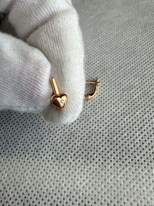 Серьги золотые сердечки и серьги продергушки