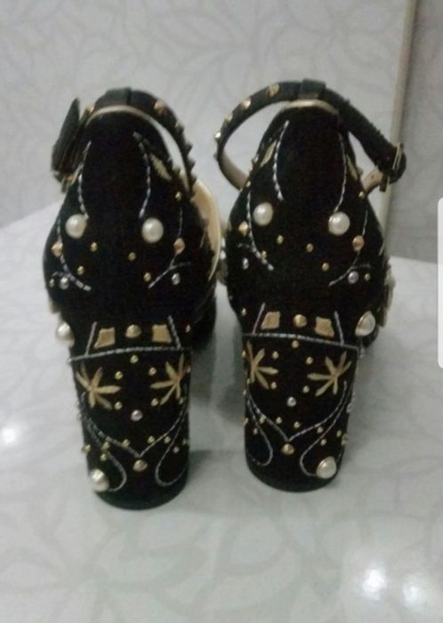 Pantofi Sam Edelman 38 noi piele naturala negri cu perle superbi