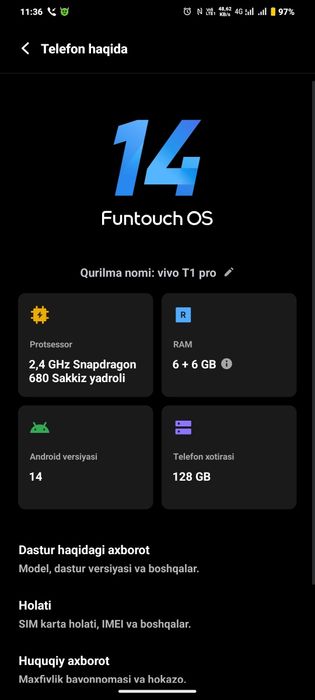 VIVO T1 5G srochni satiladi