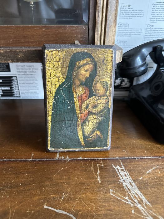 Icoana religioasa pe lemn Madona cu Pruncul  1984