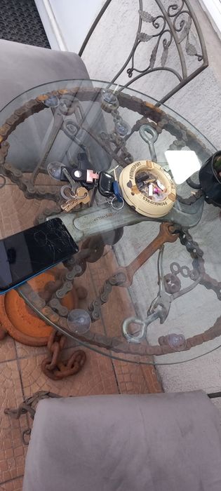 Masa rotunda gradina terase fier forjat vintige cu scaune fier forjat