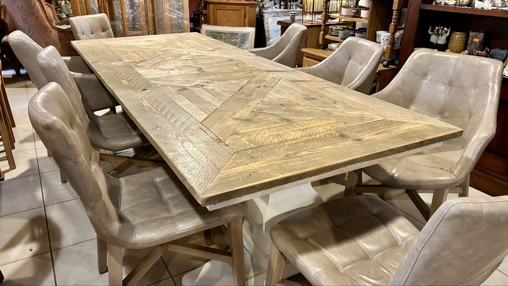 Луксозен трапезен комплект – 250×100 см + 8 кожени стола