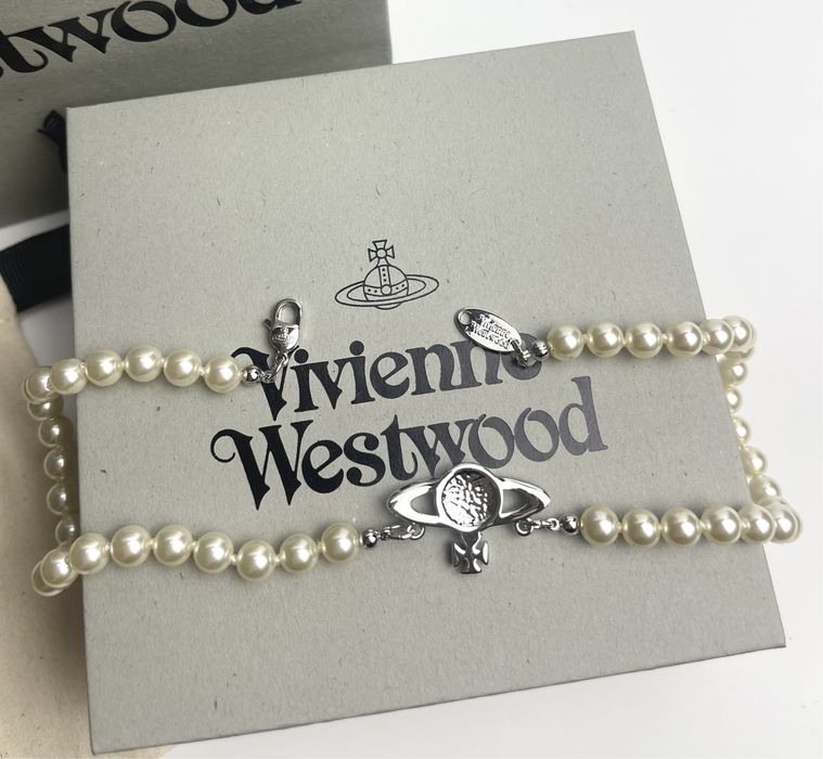 Колие - Vivienne Westwood / Bas Relief Pearl choker ( Сребърно )