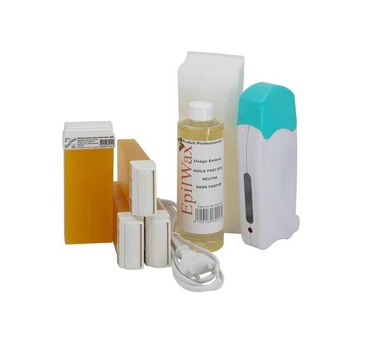 EpilWax - Професионален комплект за кола маска за обезкосмяване с 3 рол-он касети с меден восък