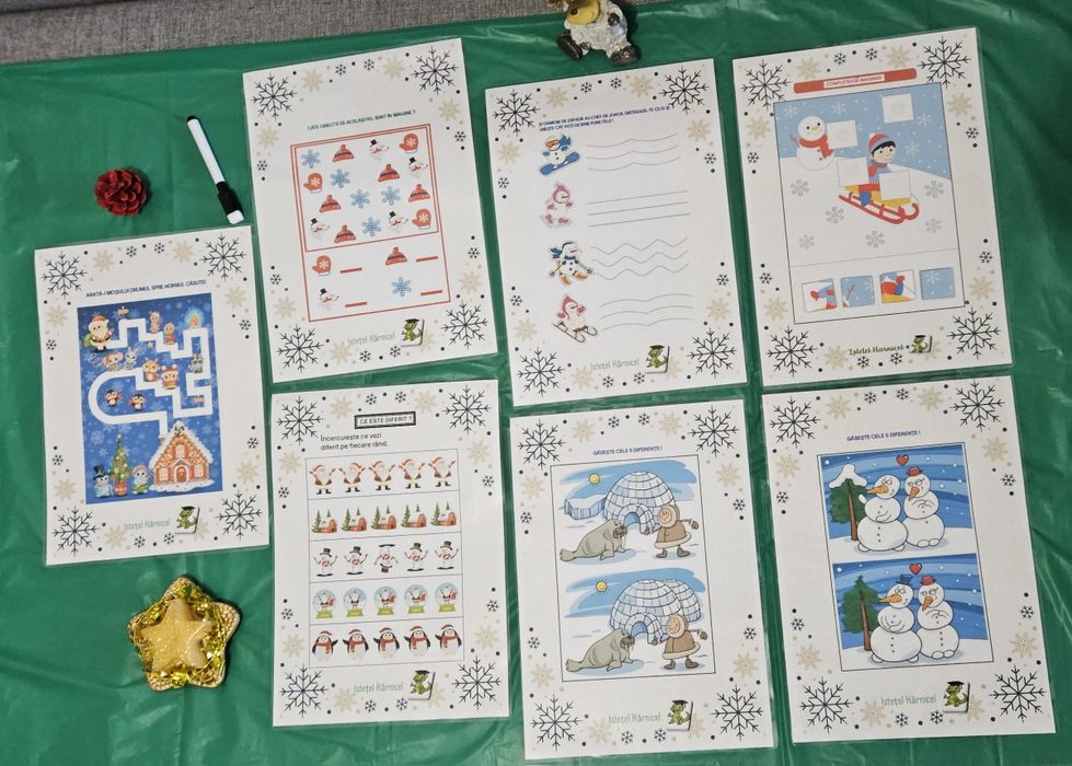 Vand fise educative laminate tematica iarna/Craciun