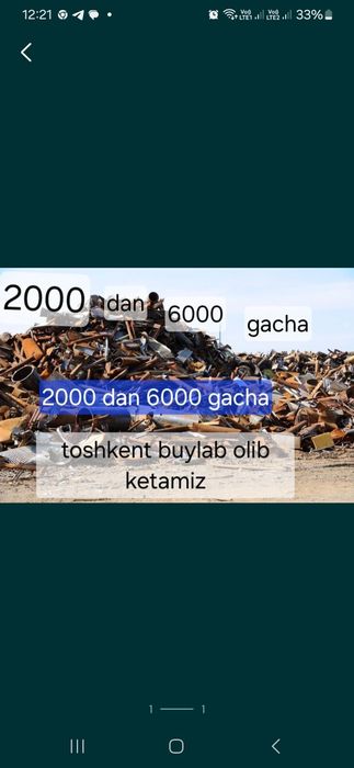 Alkafon olamiz akfa olamiz metallom olamiz qayta ishlashga