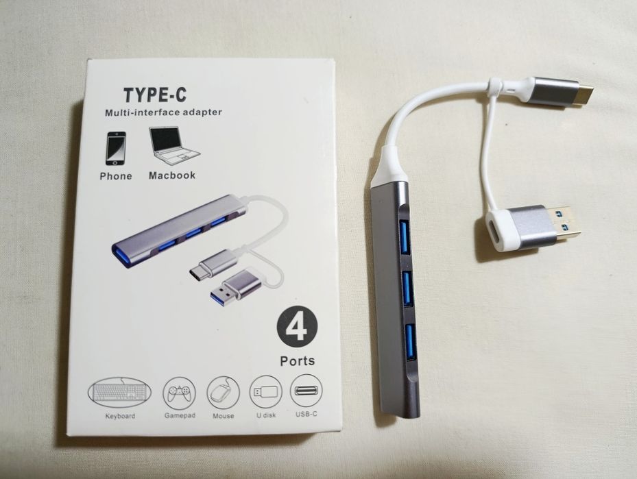 Переходник адаптер HUB USB OTG Type C юсб отг тайп С хаб тройник флешк