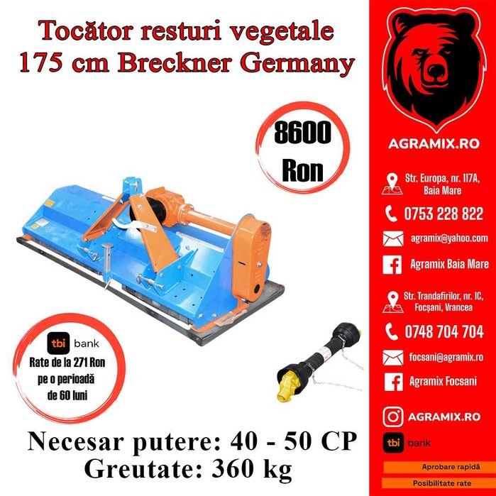 Tocatoare EFGC 1.75m  resturi vegetale noi  Agramix uilaj nou