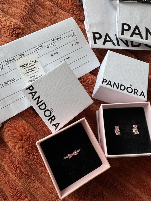 Кольцо и сережки “Pandora”,оригинал