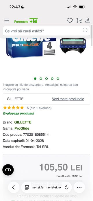 Rezerve pentru aparat de ras proglide Gillette Fusion 4 bucati