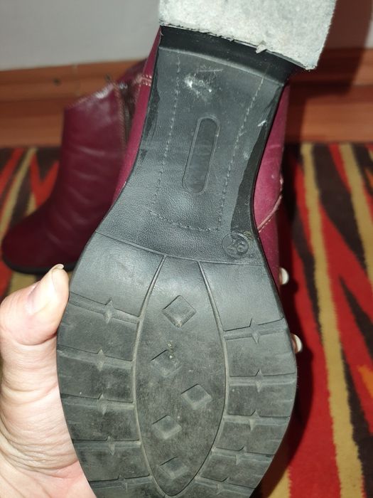 Ghete/ botine dama cu toc grena piele naturala 37