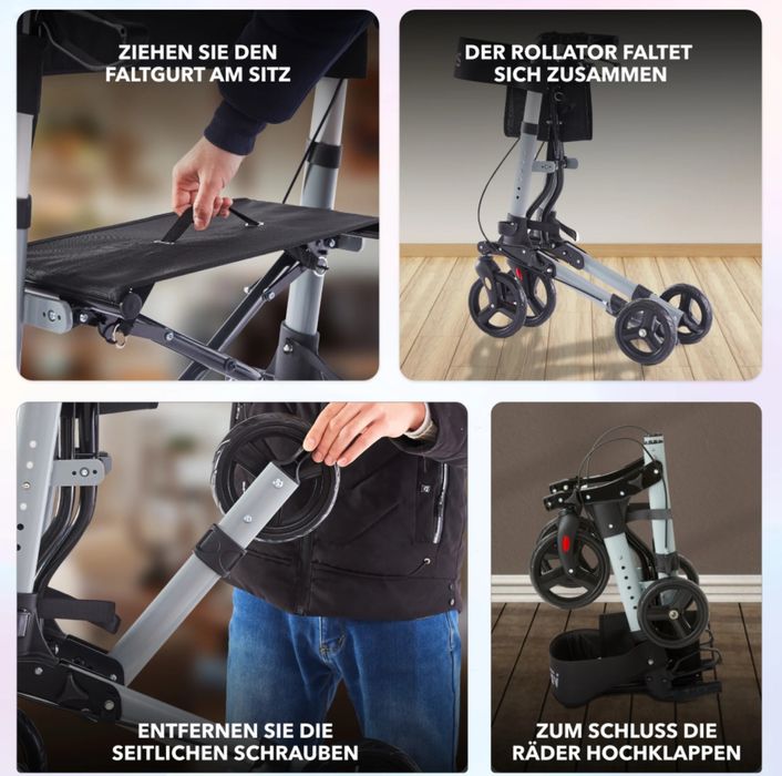 Лек алуминиев ролатор/ проходилка със седалка и пазарска чанта 7,6кг