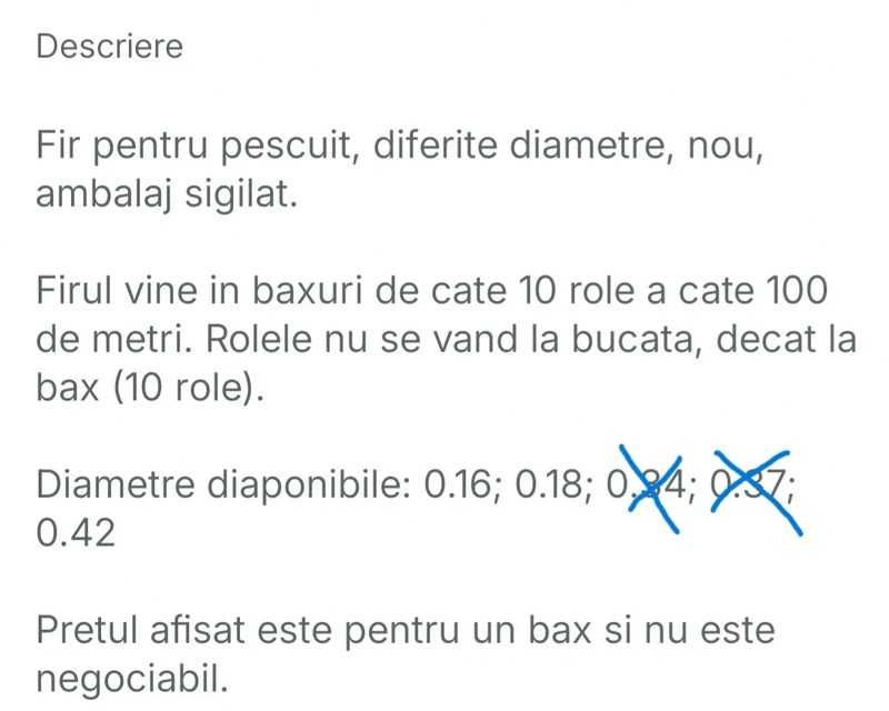 Fir pentru pescuit,nou,sigilat,diferite diametre