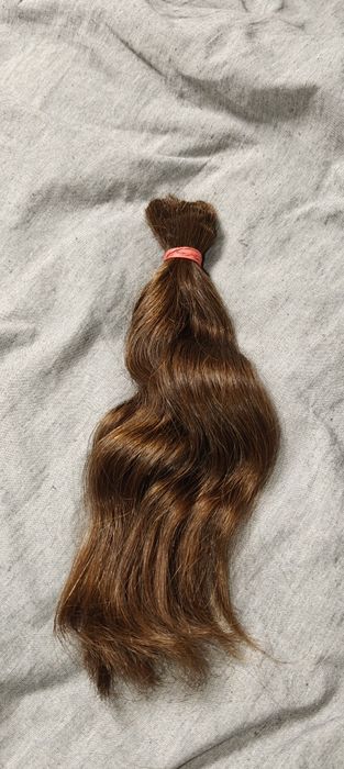 2 cozi păr castaniu natural copil, nevopsit, netratat, în stare foarte bună, verificați detaliile mai jos