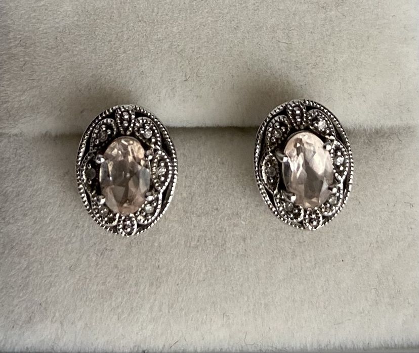 Cercei din argint cu ametist si diamante